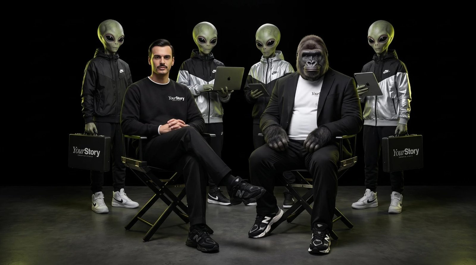 Salvatore, the Gorilla and the alien team of YourStory Creative Studio